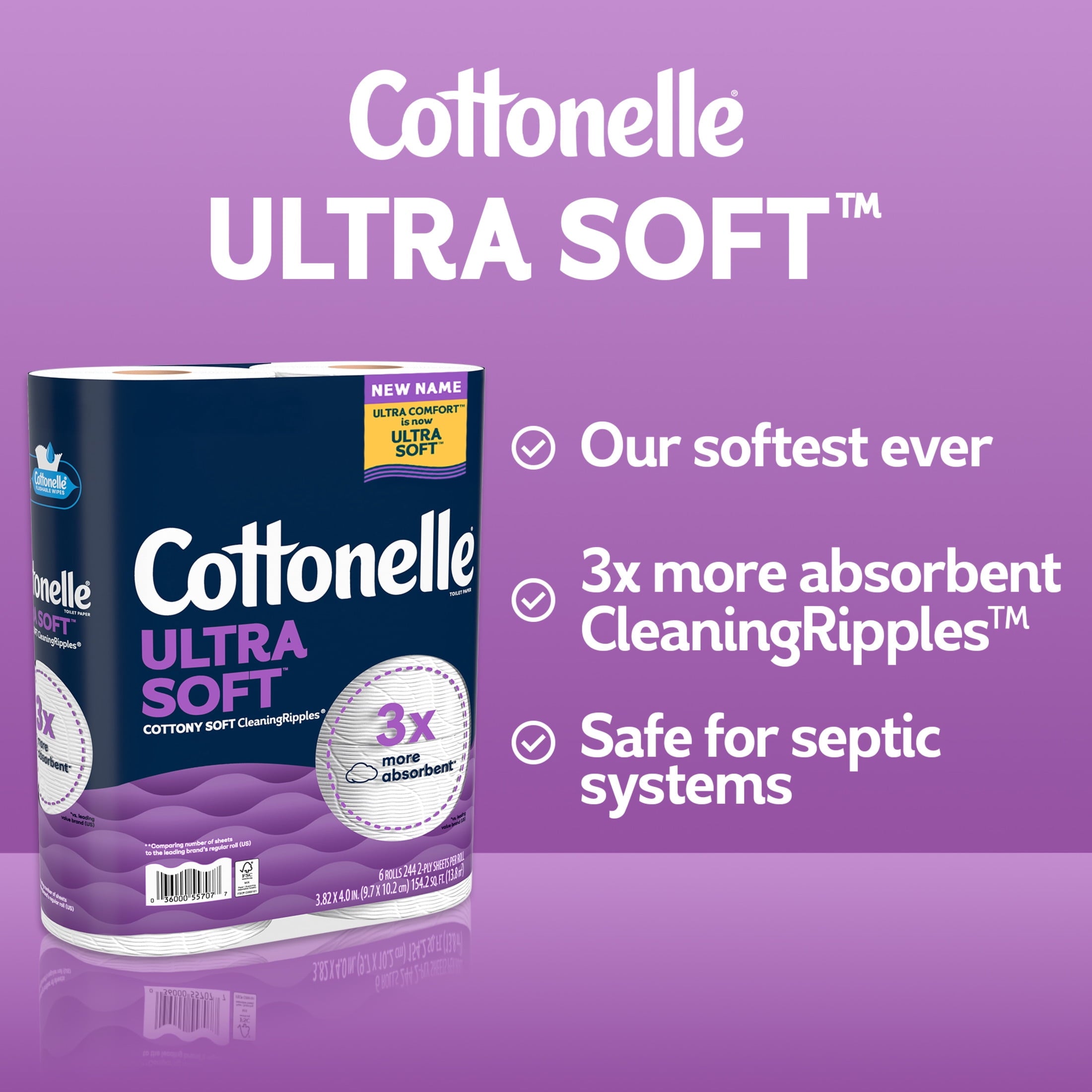 Cottonelle Ultra Soft Toilet Paper - Strong Toilet Tissue, 12 Mega Rolls