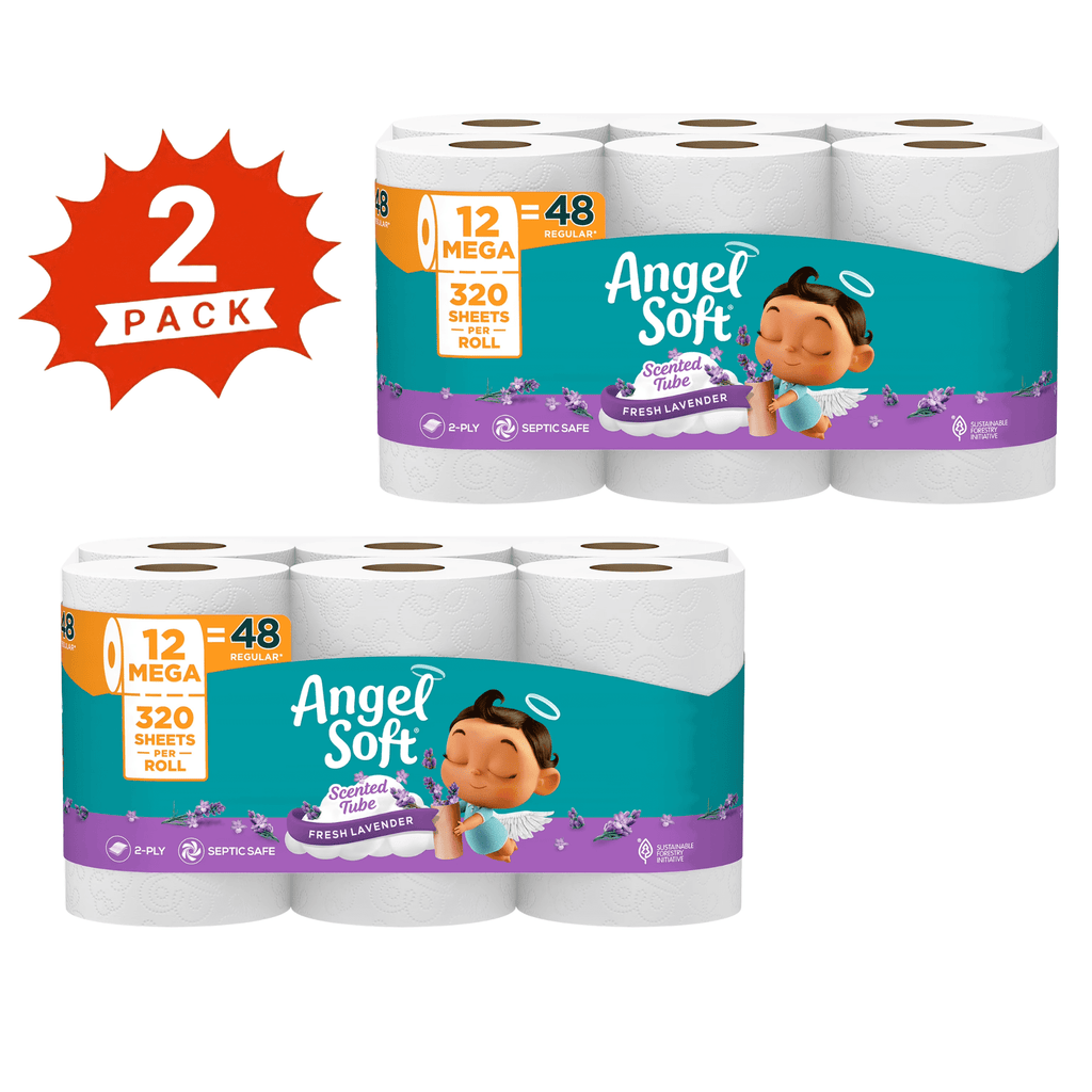 Angel Soft Toilet Paper - 24 Mega Rolls, 2-Ply Bath Tissue with Fresh Lavender Scented Tube, 640 Sheets per Roll (2-Pack)