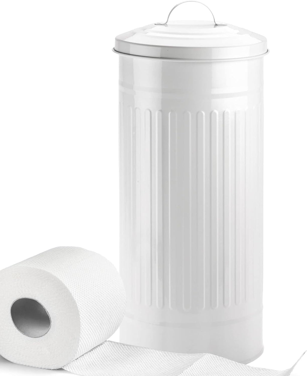 Autumn Alley White Metal Farmhouse Toilet Paper Extra Roll Storage – Freestanding - Holds 3 Megarolls