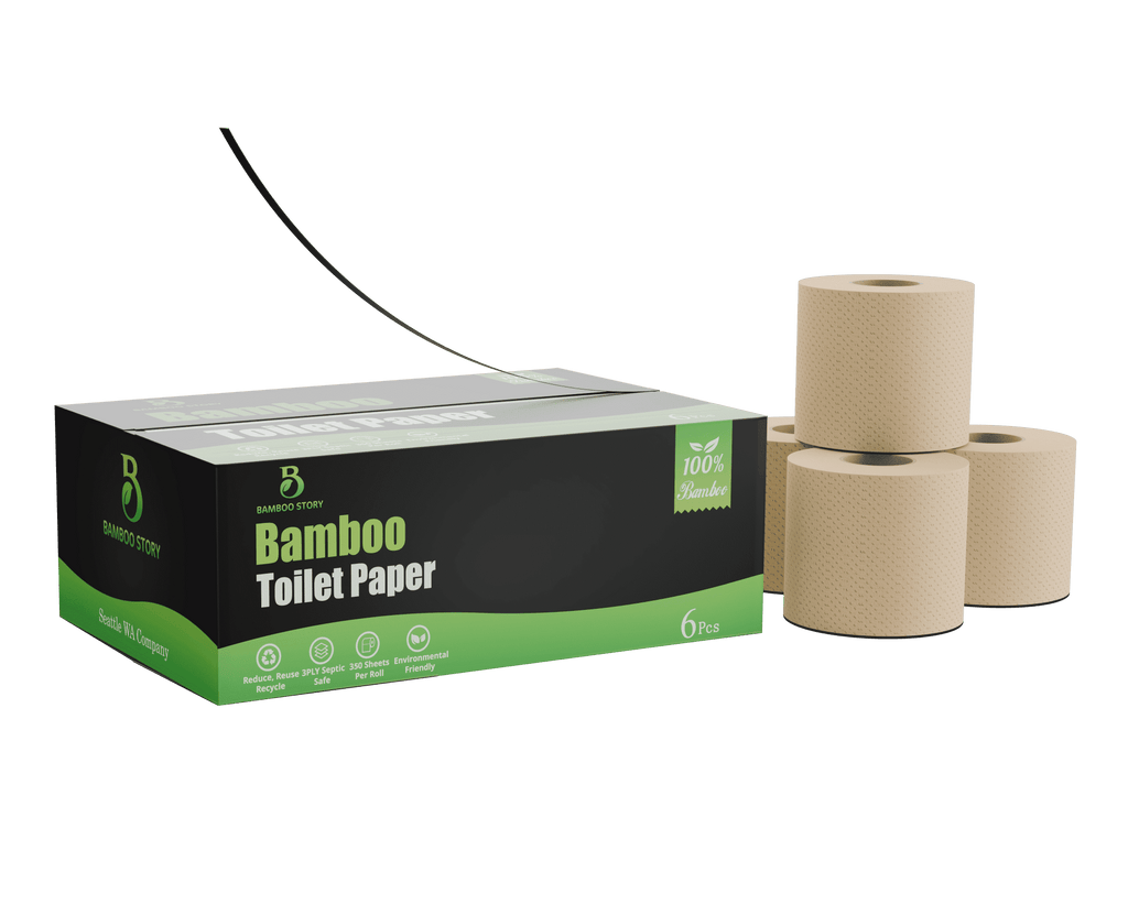 Bamboo Story Bamboo Toilet Paper Unbleached – 6 Rolls - 3-Ply, 350 Sheets - Hypoallergenic, Chemical Free, Septic Safe, FSC Certified - Non Toxic, Natural Bamboo Tissue