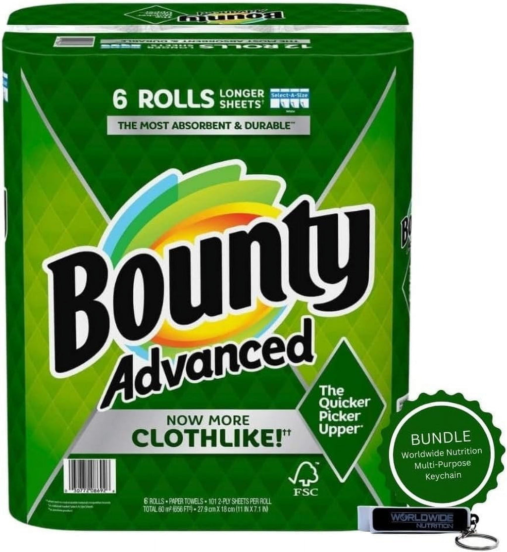 Bounty Advanced 2-Ply Paper Towel - Absorbent - Durable - Select-A-Size - Clothlike - 6 Rolls