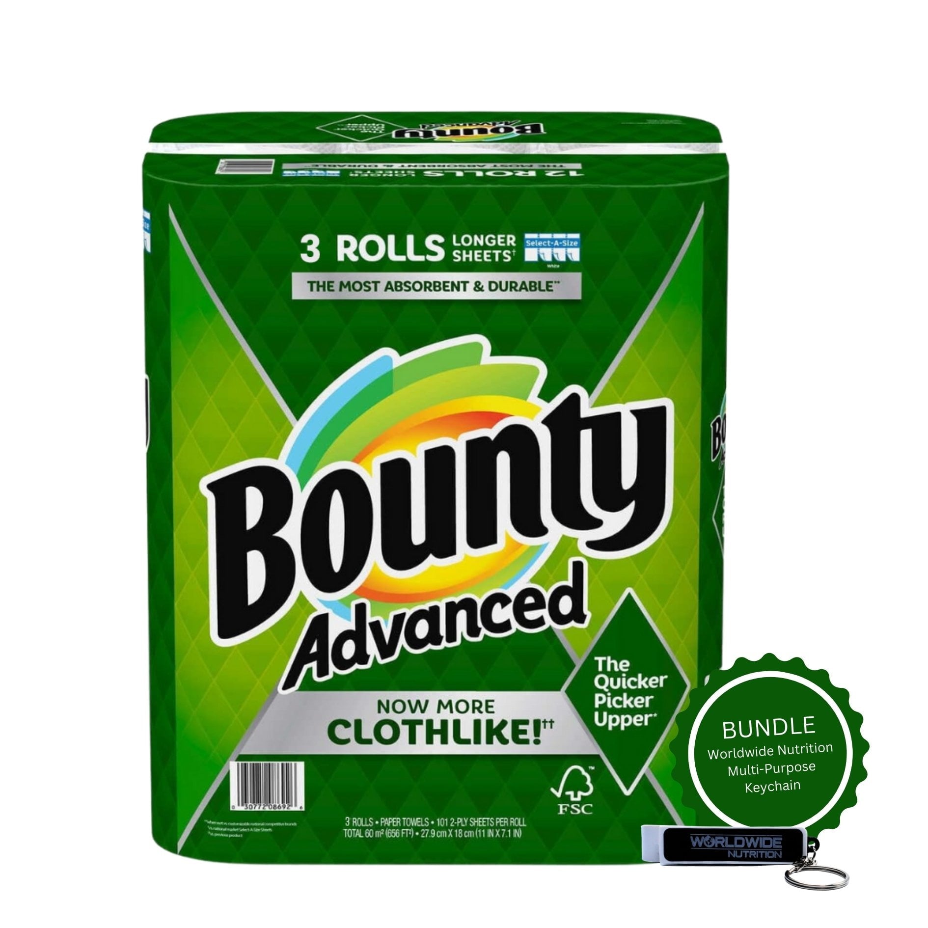 Bounty Advanced 2-Ply Paper Towel - Absorbent - Durable, and Clothlike - Select-A-Size - 3 Rolls