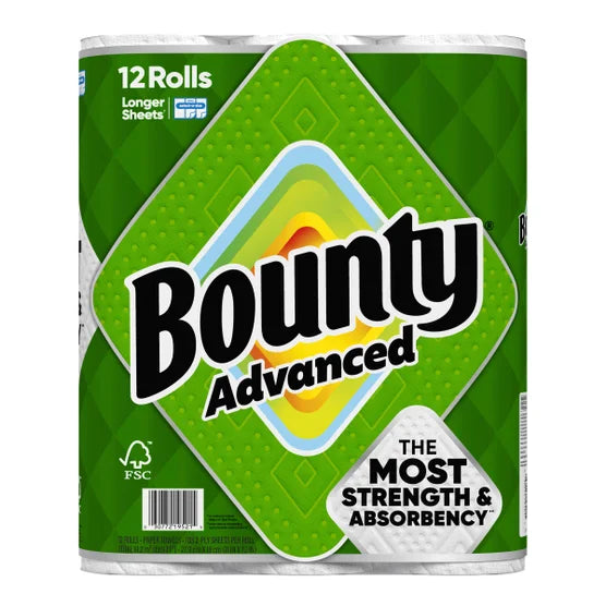 Bounty Advanced Paper Towels - 2-Ply, 103 Sheets per Roll, 12-Count Pack
