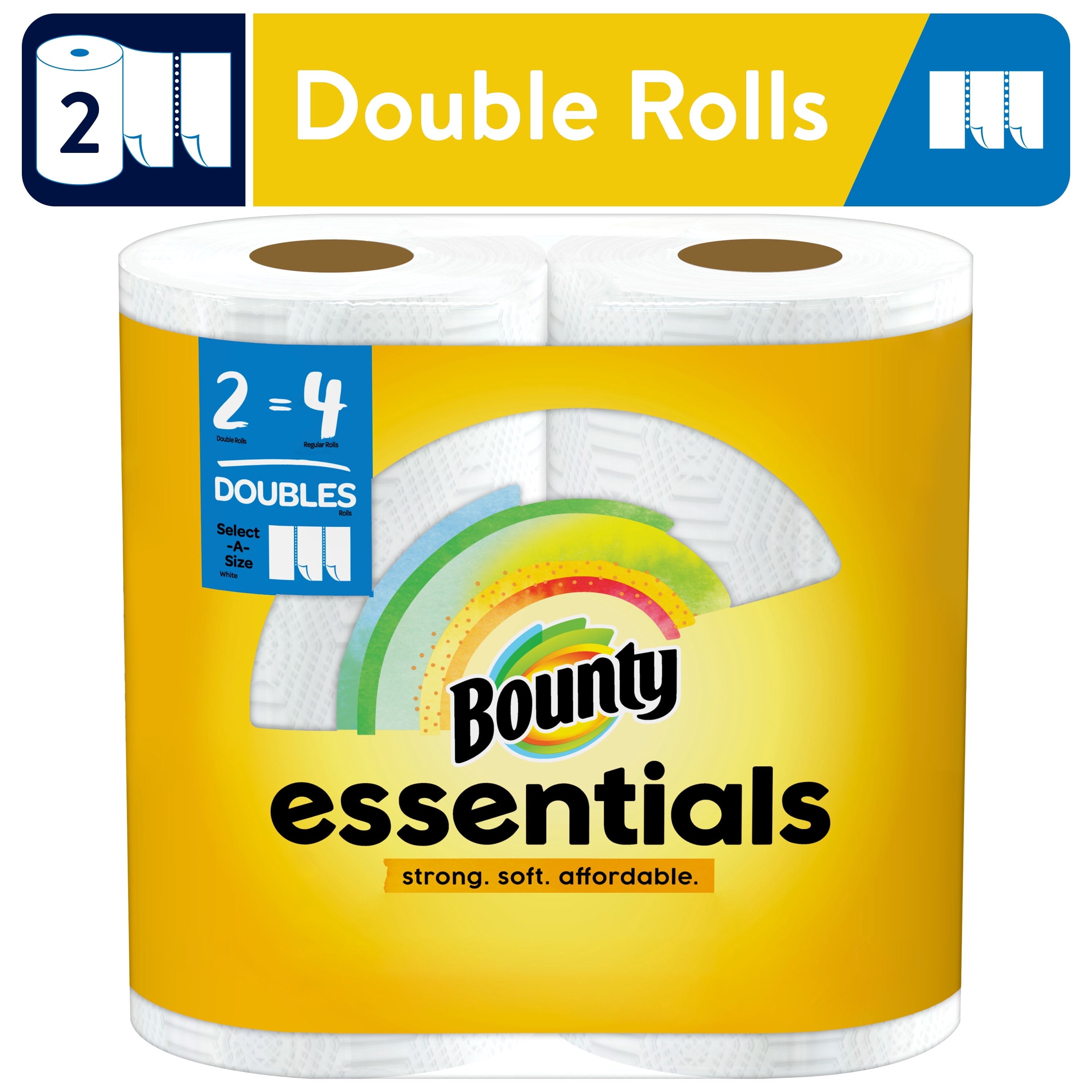 Bounty Essentials Select-a-Size Paper Towels - White, 2 Double Rolls