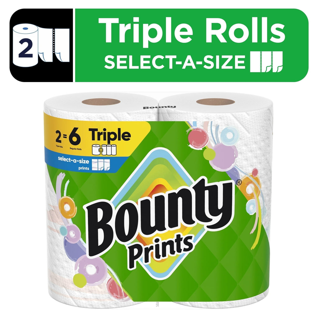 Bounty Paper Towels Select-A-Size Print - 2 Triple Rolls, 123 Sheets Per Roll 4 PACK