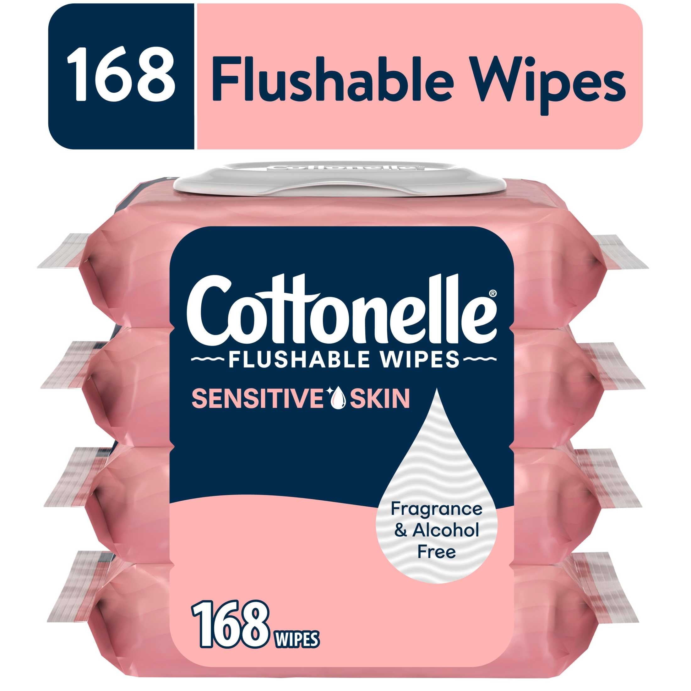 Cottonelle Fragrance Free Flushable Wet Wipes - 4 Flip-Top Packs