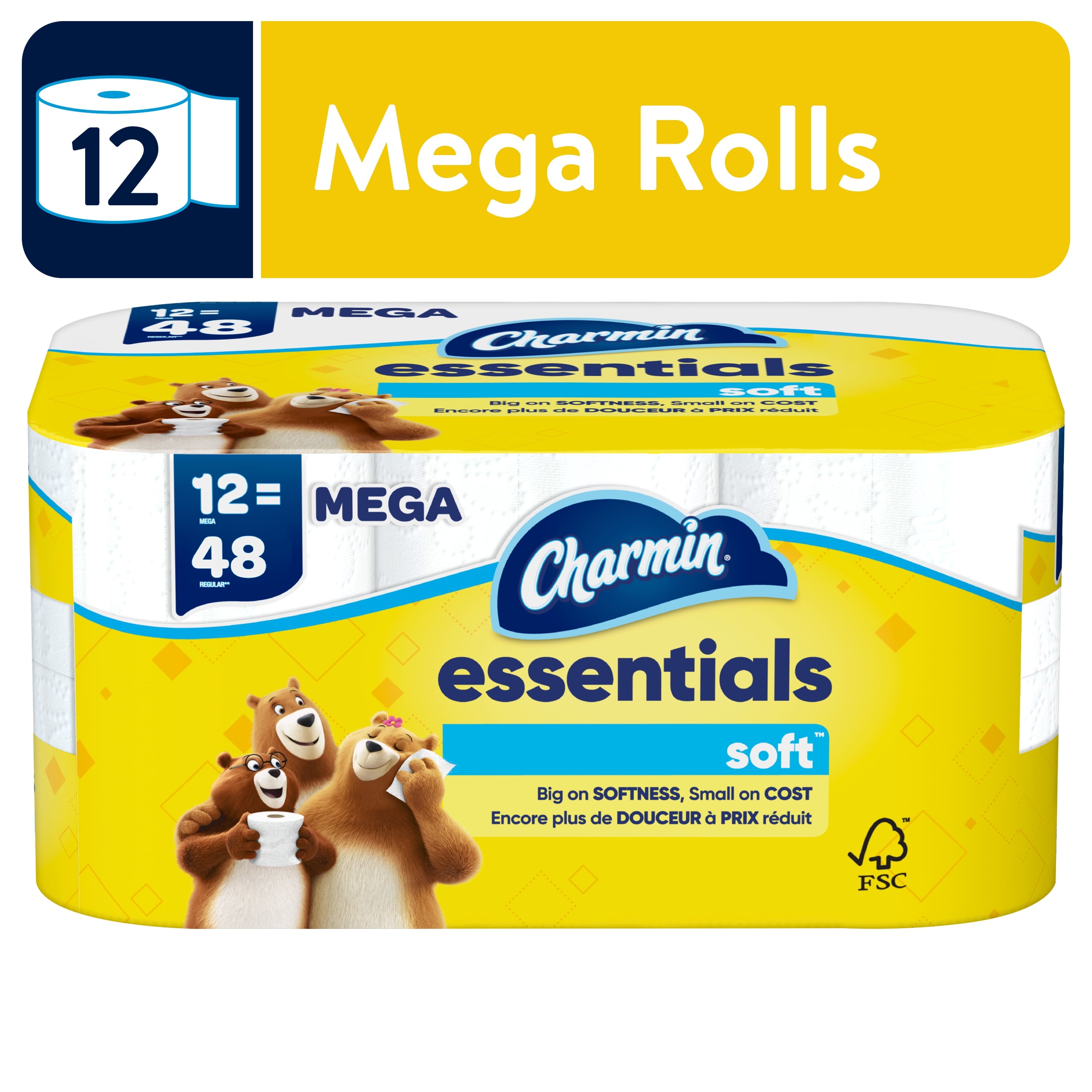 Charmin Essentials Soft Toilet Paper - 12 Mega Rolls