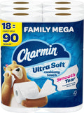 Charmin Ultra Soft Cushiony Touch Toilet Paper - 18 Family Mega Rolls (90 Regular Rolls)