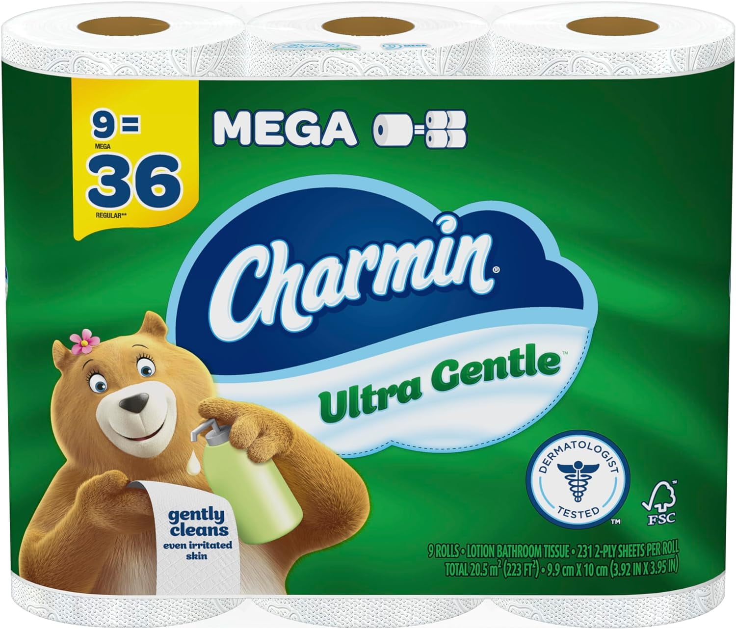 Charmin Ultra Gentle Toilet Paper - 9 Mega Rolls, 231 Sheets per Roll