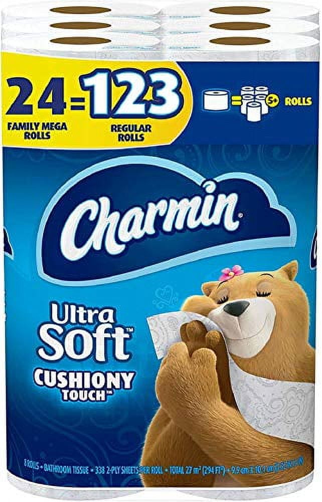 Charmin Ultra Soft Cushiony Touch Toilet Paper - 24 Family Mega Rolls (123 Regular Rolls)