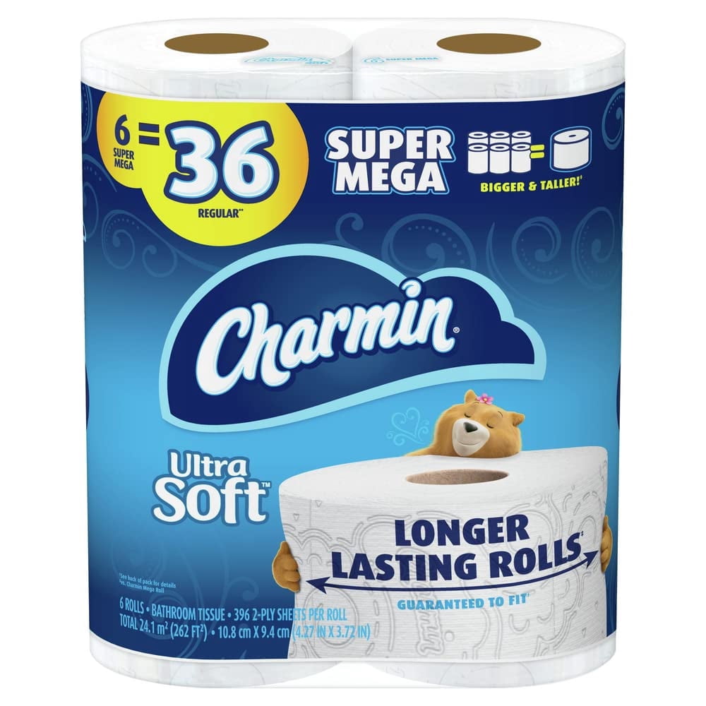 Charmin Ultra Soft Toilet Paper - 6 Super Mega Rolls (36 Regular Rolls)