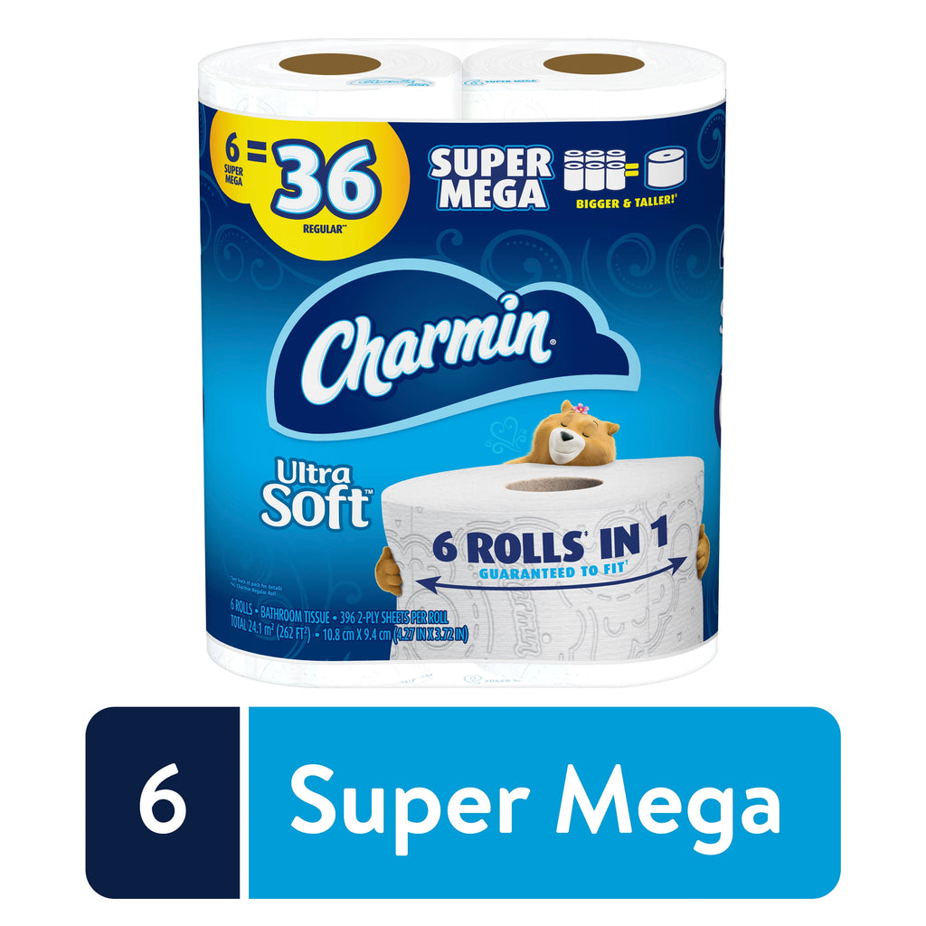 Charmin Ultra Soft Toilet Paper - 6 Super Mega Rolls