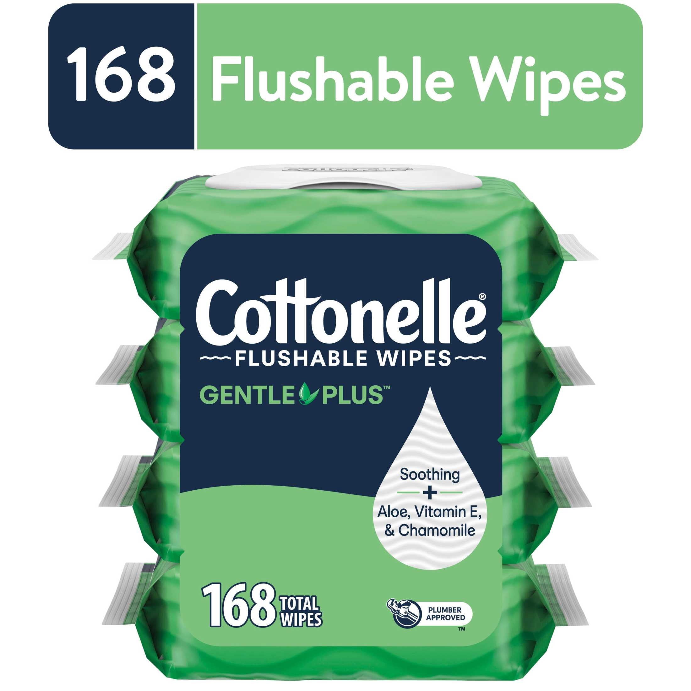 Cottonelle Gentle Plus Flushable Wet Wipes - 4 Flip-Top Packs