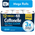 Cottonelle Ultra Clean Toilet Paper - Strong Toilet Tissue, 12 Mega Rolls