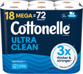 Cottonelle Ultra Clean Toilet Paper with Active CleaningRipples Texture - Strong Bath Tissue, 24 Family Mega Rolls = 132 Regular Rolls (4 Packs of 6)