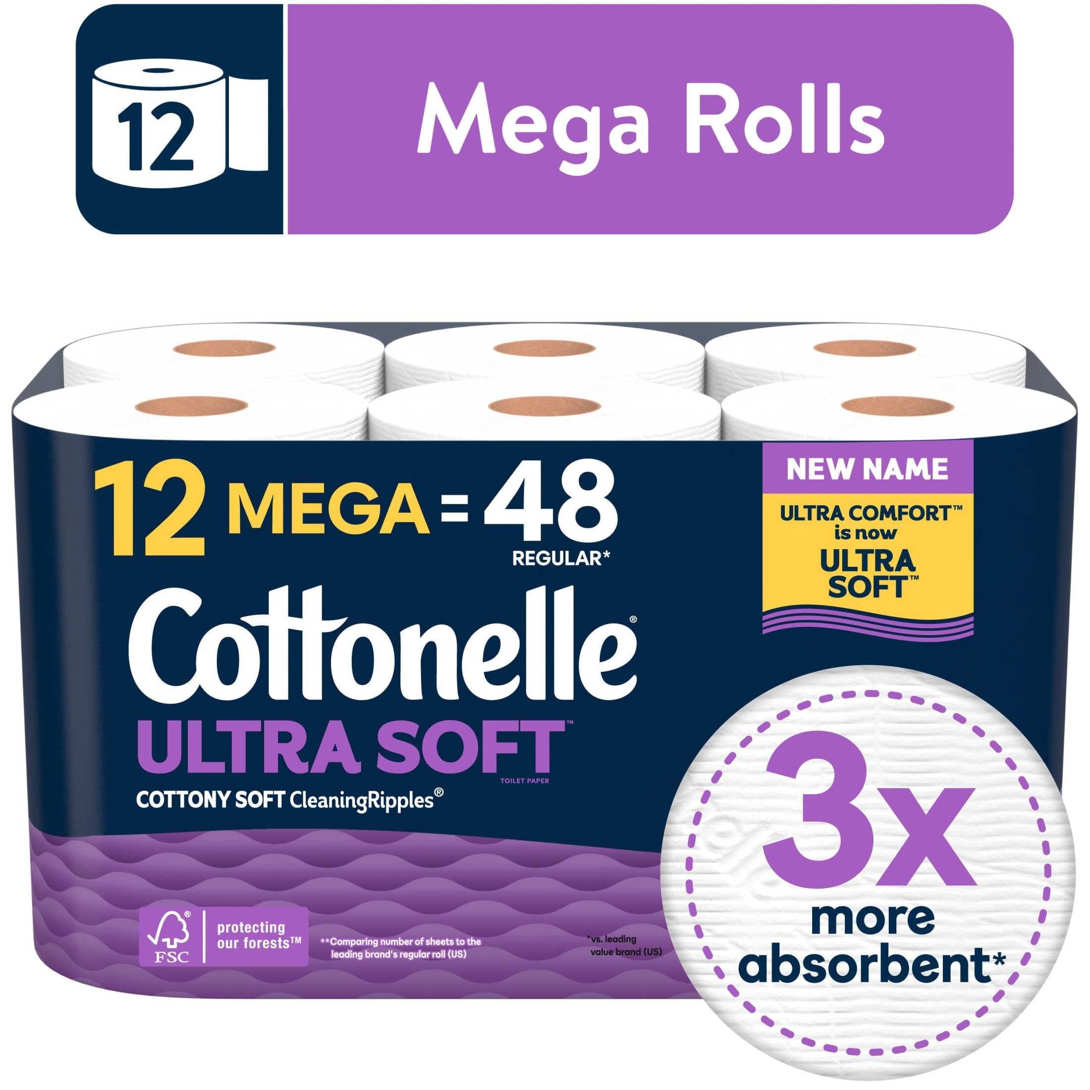 Cottonelle Ultra Soft Toilet Paper - Strong Toilet Tissue, 12 Mega Rolls