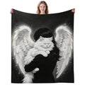 Cozy Plush Angel Woman Holding White Cat Throw Blanket for Bedding Travelling Sleeping Cats Blankets Gifts for Decor Birthday Gifts 50×40 Inch