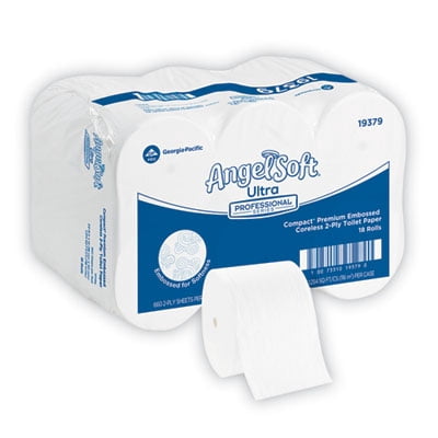 Georgia-Pacific GPC19379 Angel Soft PS Compact Coreless Premium Bathroom Tissue - 2-Ply - White - Pack of 18