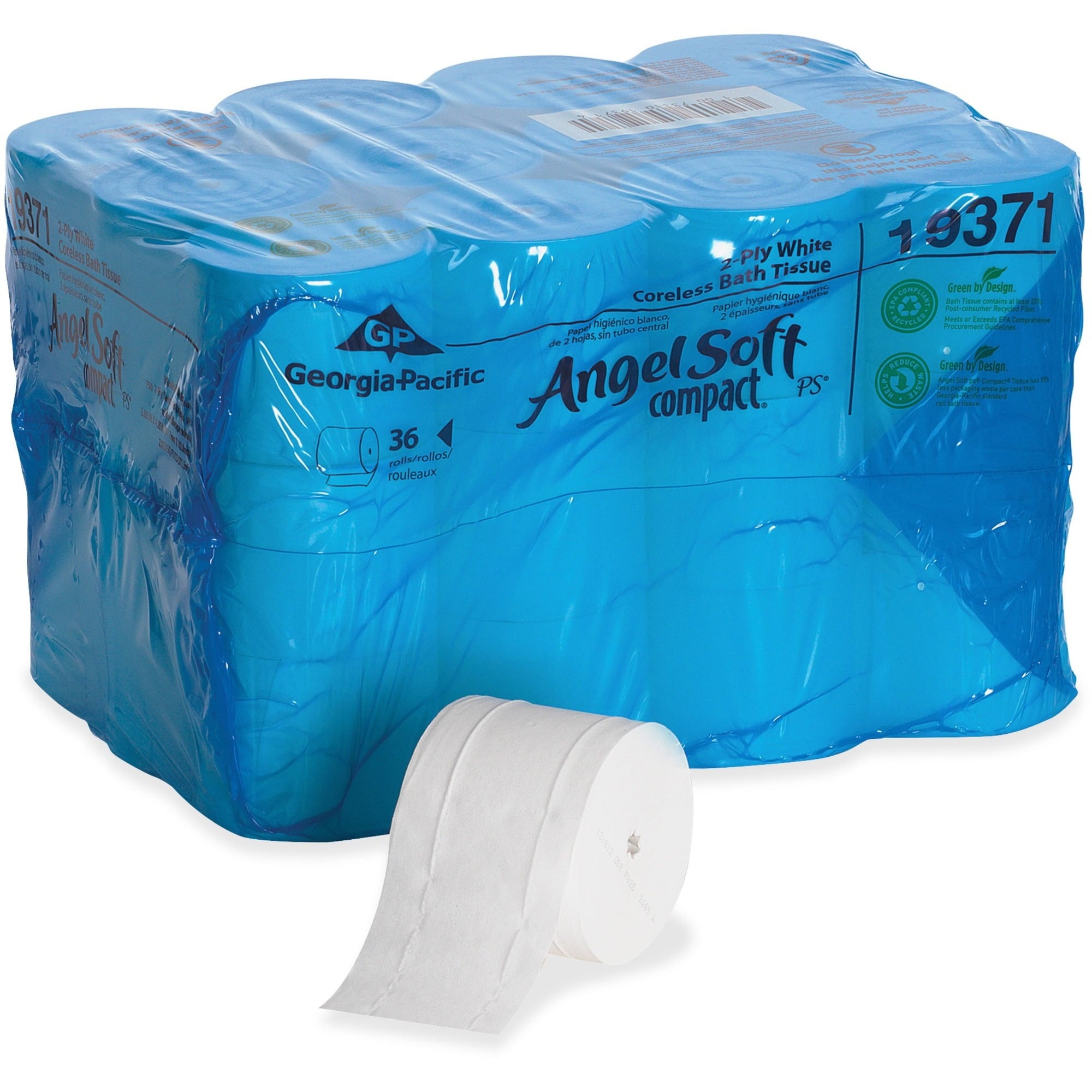 Georgia- Pacific Angel Soft Professional Series® Compact® Premium Embossed Coreless 2-ply Toilet Paper By Gp Pro (georgia-pacific) - 36 Rolls/package - 2 Ply - 3.85" X 4.05" - 750 Sheets/roll