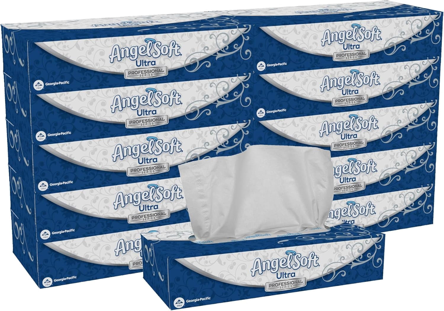 Joozen Angel Soft Ultra Professional Series Premium 2-Ply Facial Tissue (4836014) - 126 Sheets Per Box, 10 Tissue Flat Boxes Per Case