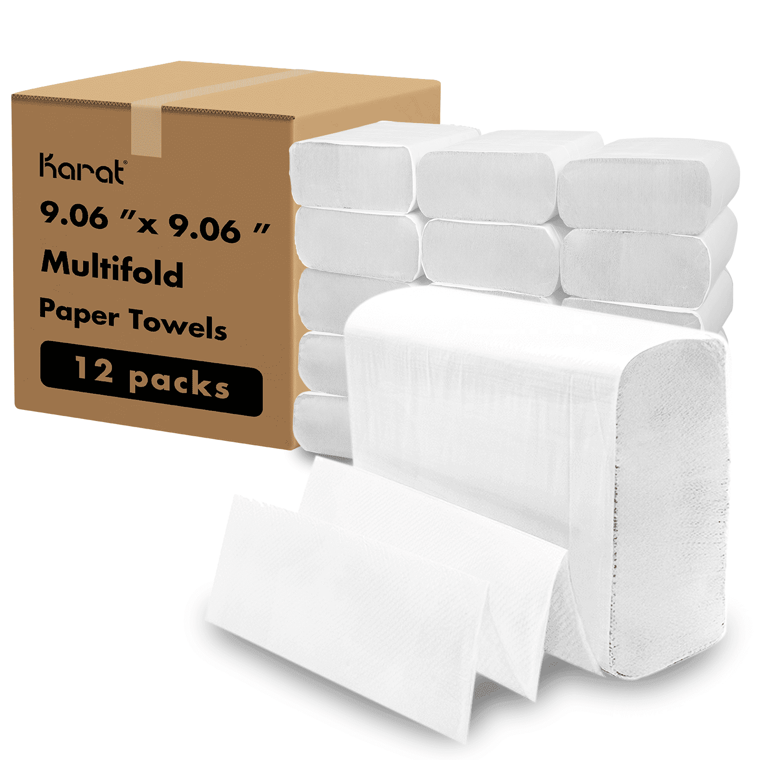 Karat Multifold Commercial Paper Towels - White - Case of 12 Packs