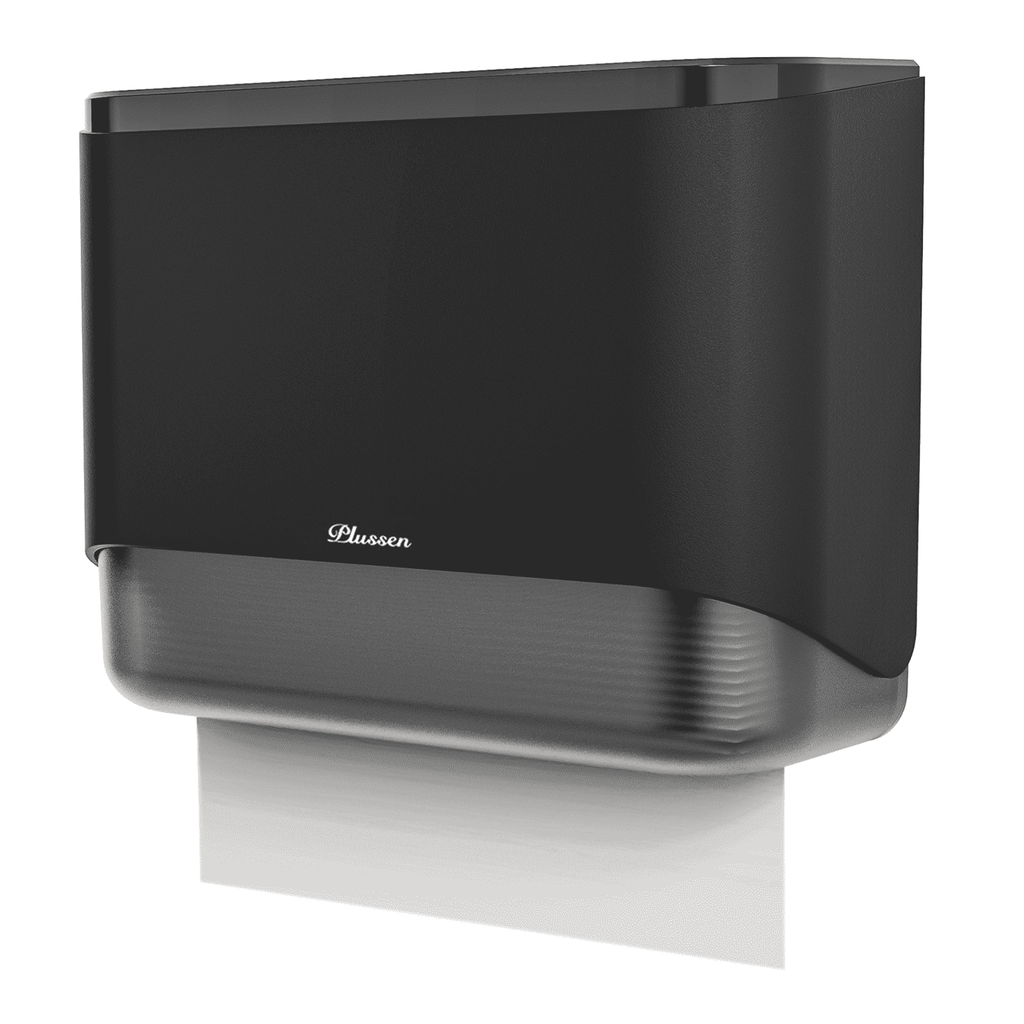Plussen Wal-Mounted Paper Towel Dispenser Commercial - 11.10 x 3.94 x 8.39 In, ABS Black, 1 Pack