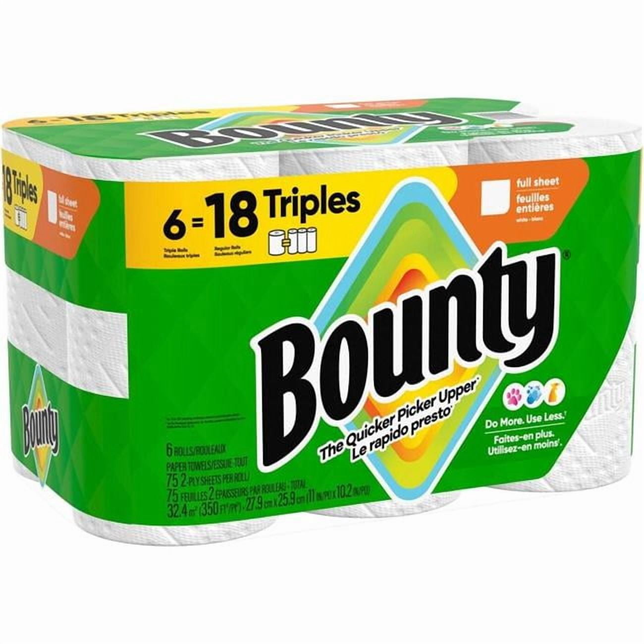 Procter & Gamble PGC16008 Bounty Select-A-Size Paper Towels - 2 Ply - Diamond Texture - Green - 6 Rolls per Case - 75 Count - Pack of 6