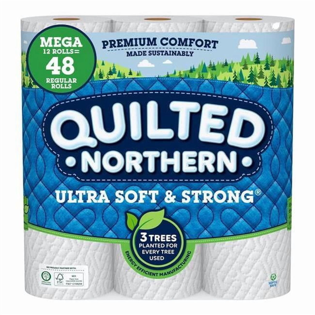 Quilted Northern 6017589 415.47 sq ft. White Ultra Soft & Strong Toilet Paper - 12 Rolls - 328 Sheet