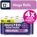 Quilted Northern Ultra Plush 3-Ply Toilet Paper - 12 Mega Rolls, 255 Sheets per Roll