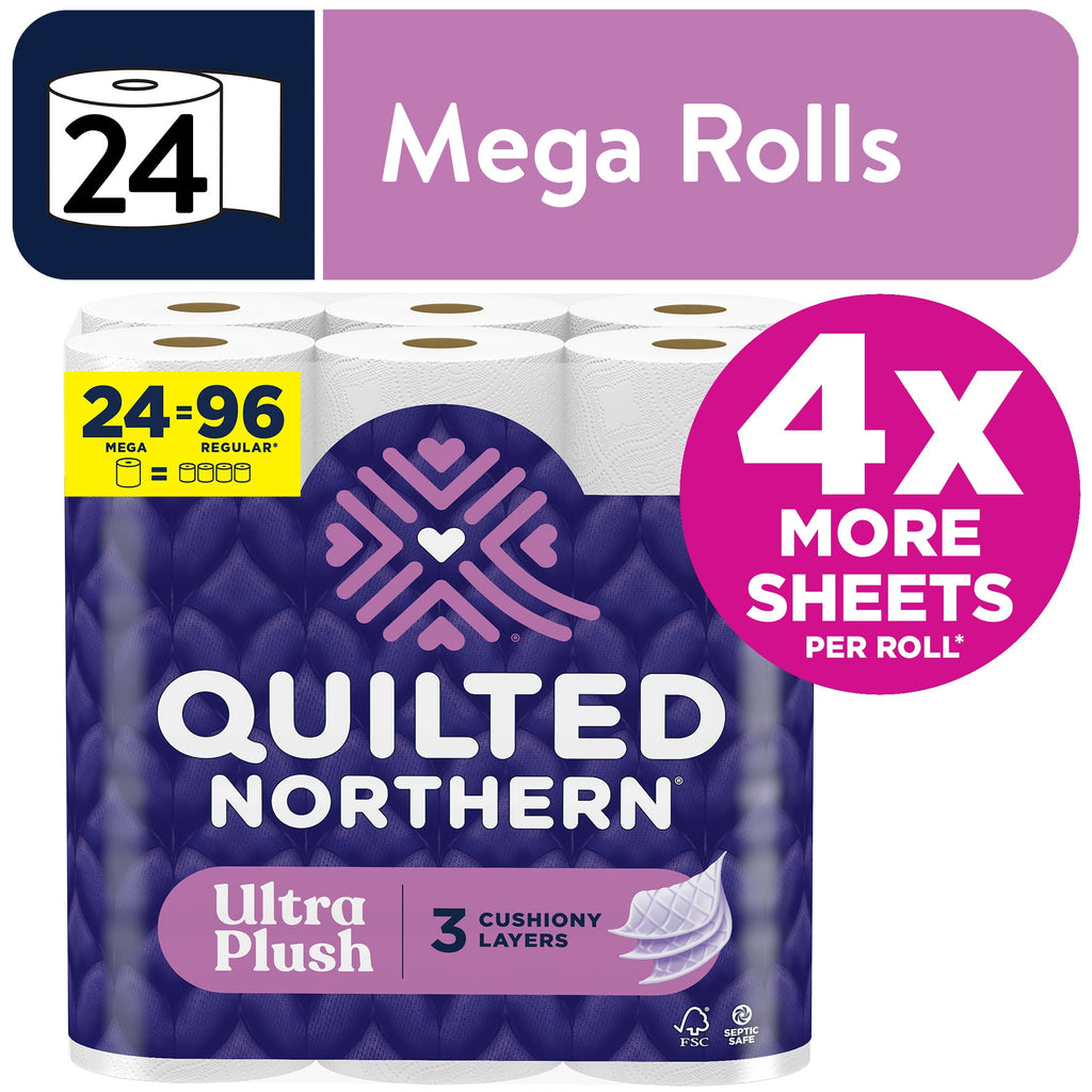 Quilted Northern Ultra Plush 3-Ply Toilet Paper - 24 Mega Rolls, 255 Sheets Per Roll