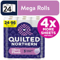 Quilted Northern Ultra Plush 3-Ply Toilet Paper - 24 Mega Rolls, 255 Sheets Per Roll