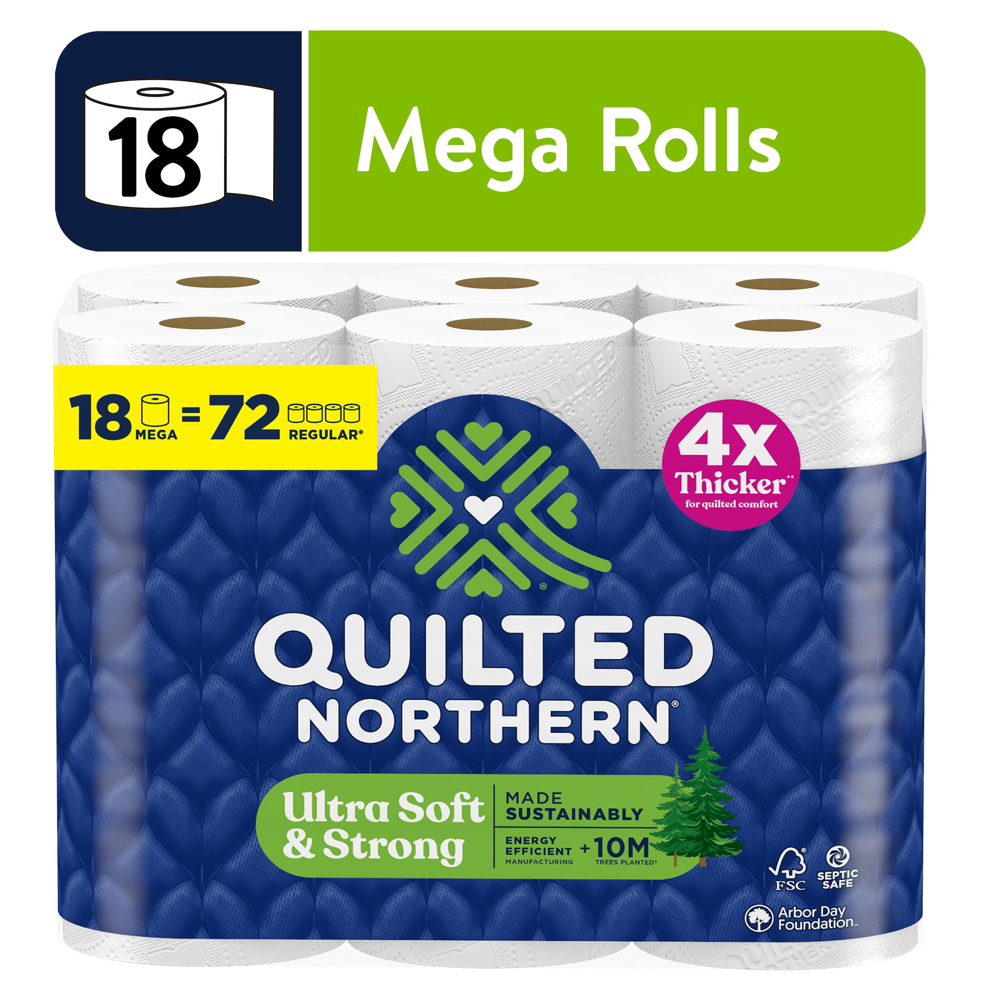 Quilted Northern Ultra Soft & Strong 2-Ply Toilet Paper - 18 Mega Rolls, 255 Sheets Per Roll