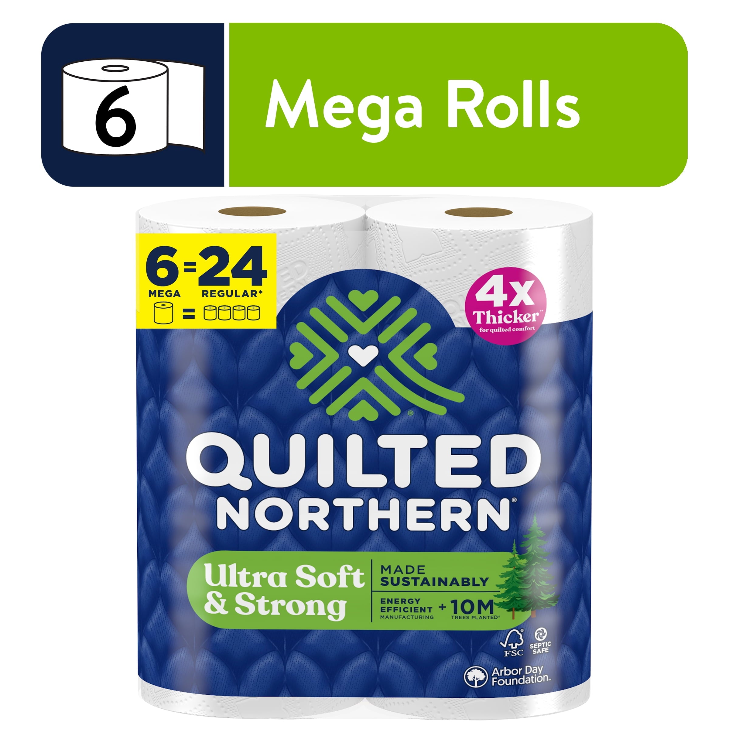 Quilted Northern Ultra Soft & Strong 2-Ply Toilet Paper - 6 Mega Rolls, 255 Sheets Per Roll