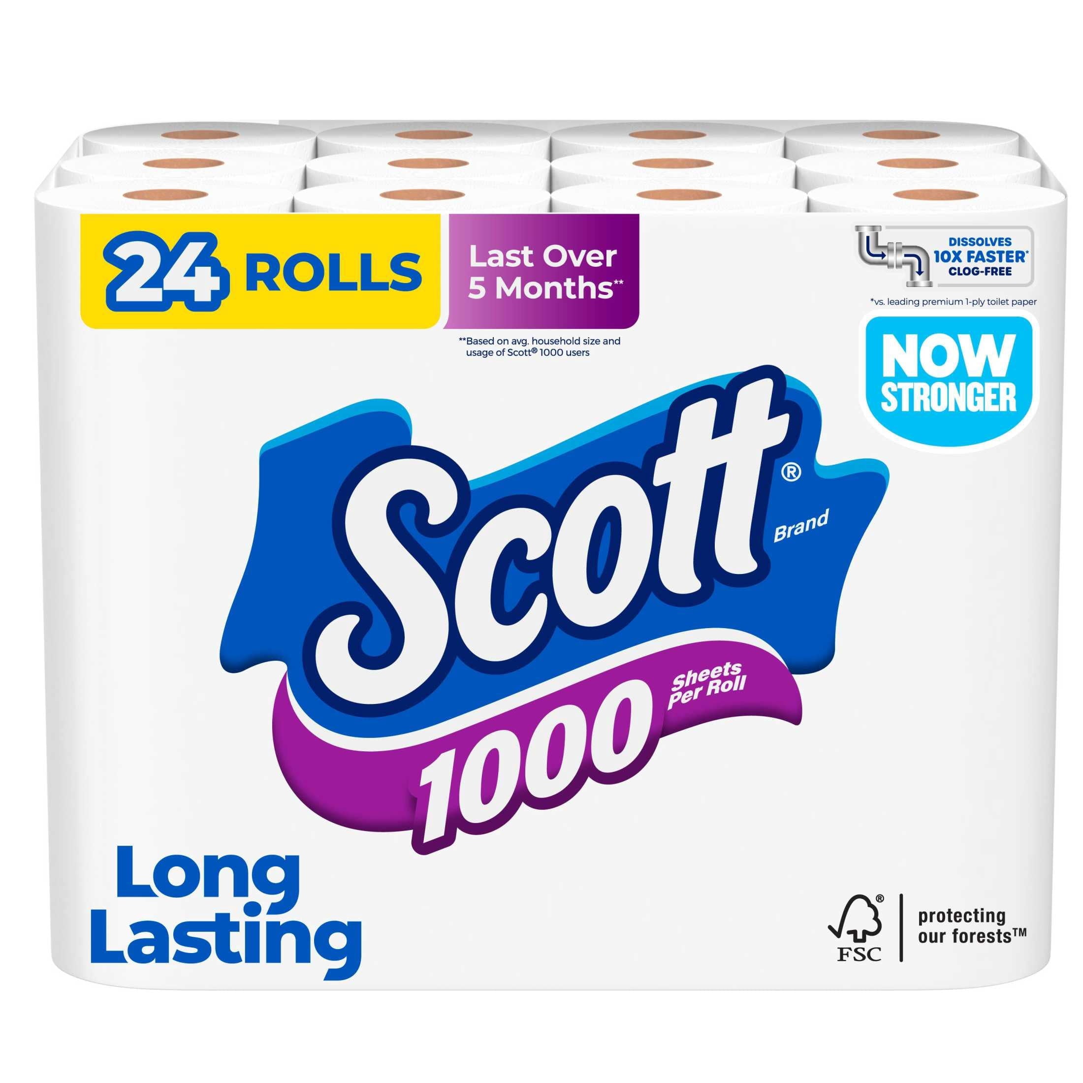 Scott 1000 Toilet Paper - 24 Rolls, 1, 000 Sheets per Roll