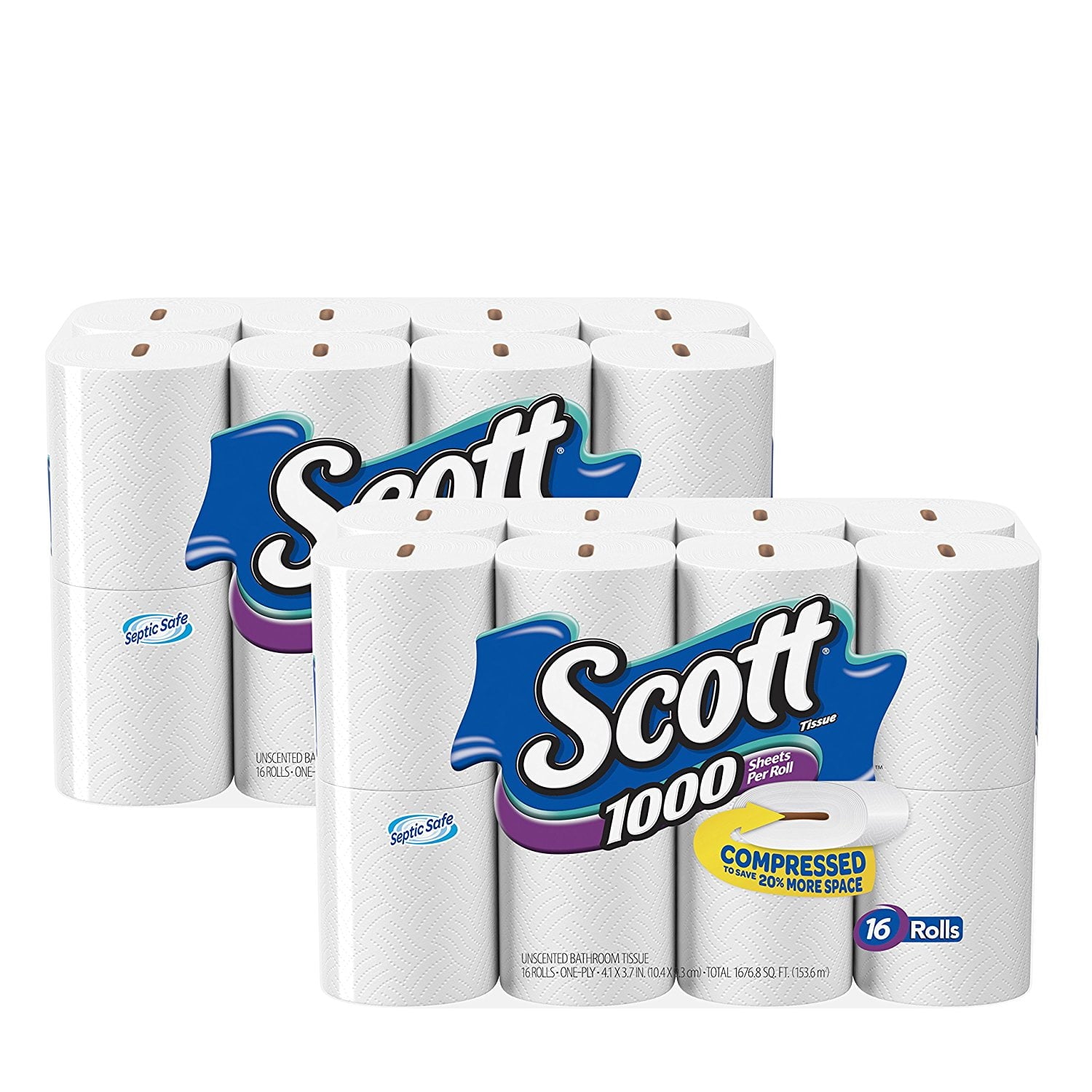 Scott 1000 Toilet Paper - Compressed Pack, 32 Rolls