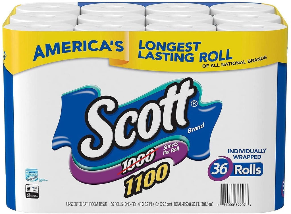 Scott 1100 Unscented Bath Tissue - 1-ply (36 Rolls)
