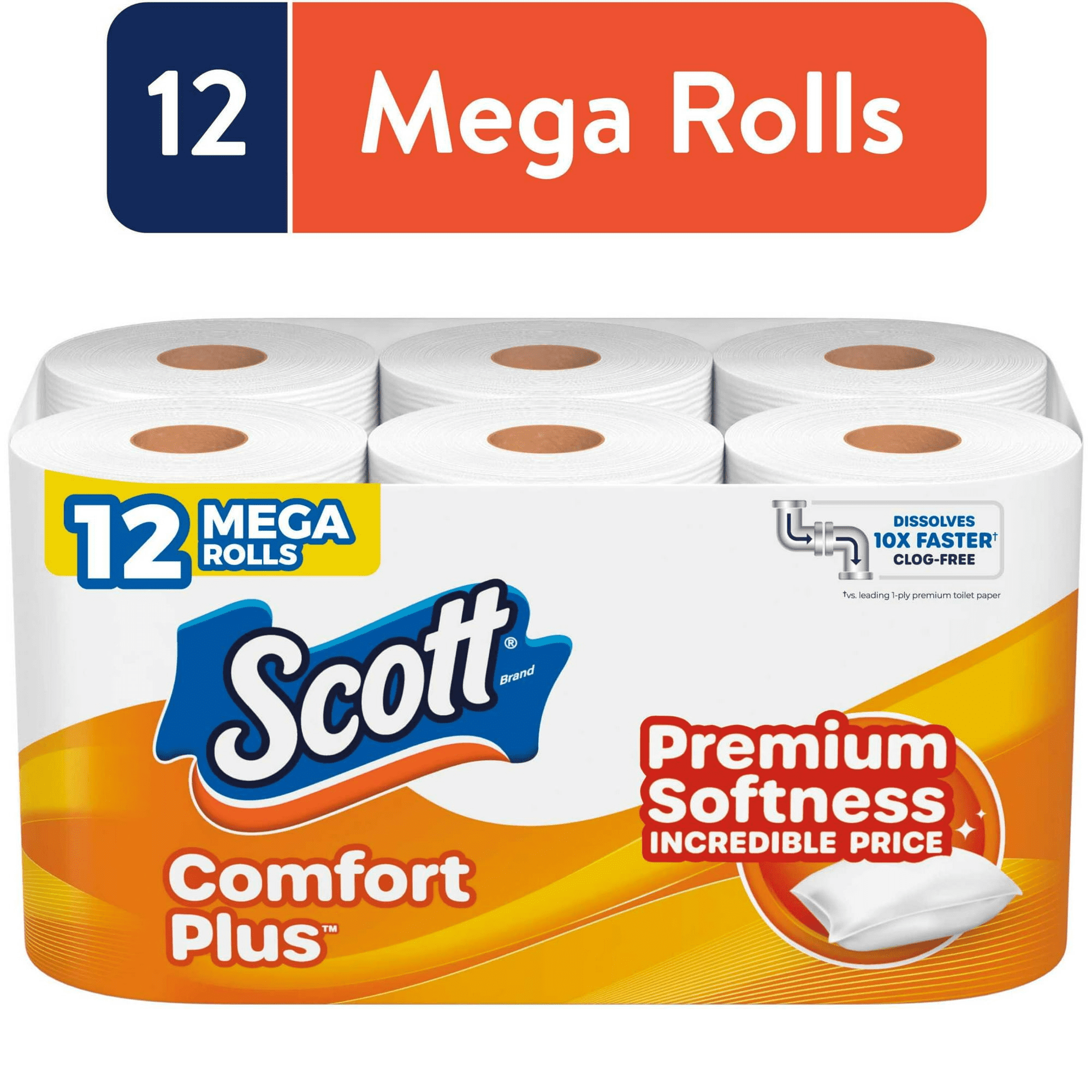 Scott ComfortPlus Toilet Paper - 12 Mega Rolls