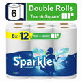 Sparkle Tear-A-Square Paper Towels 6 Double Rolls – Strong & Versatile