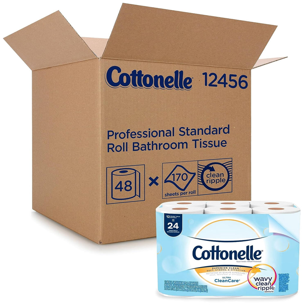 Standard Roll Bulk Toilet Paper (12456) - White (48 Rolls of 170 Sheets, 8, 160 Sheet Total)