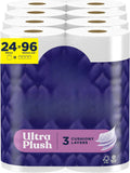 Toilet Tissue - 3-Ply Quilted Ultra Plush, Bulk Mega Rolls, 3X Thicker & Extra Soft, Household Daily Use, 24 Mega Rolls Equals 96 Regular Rolls