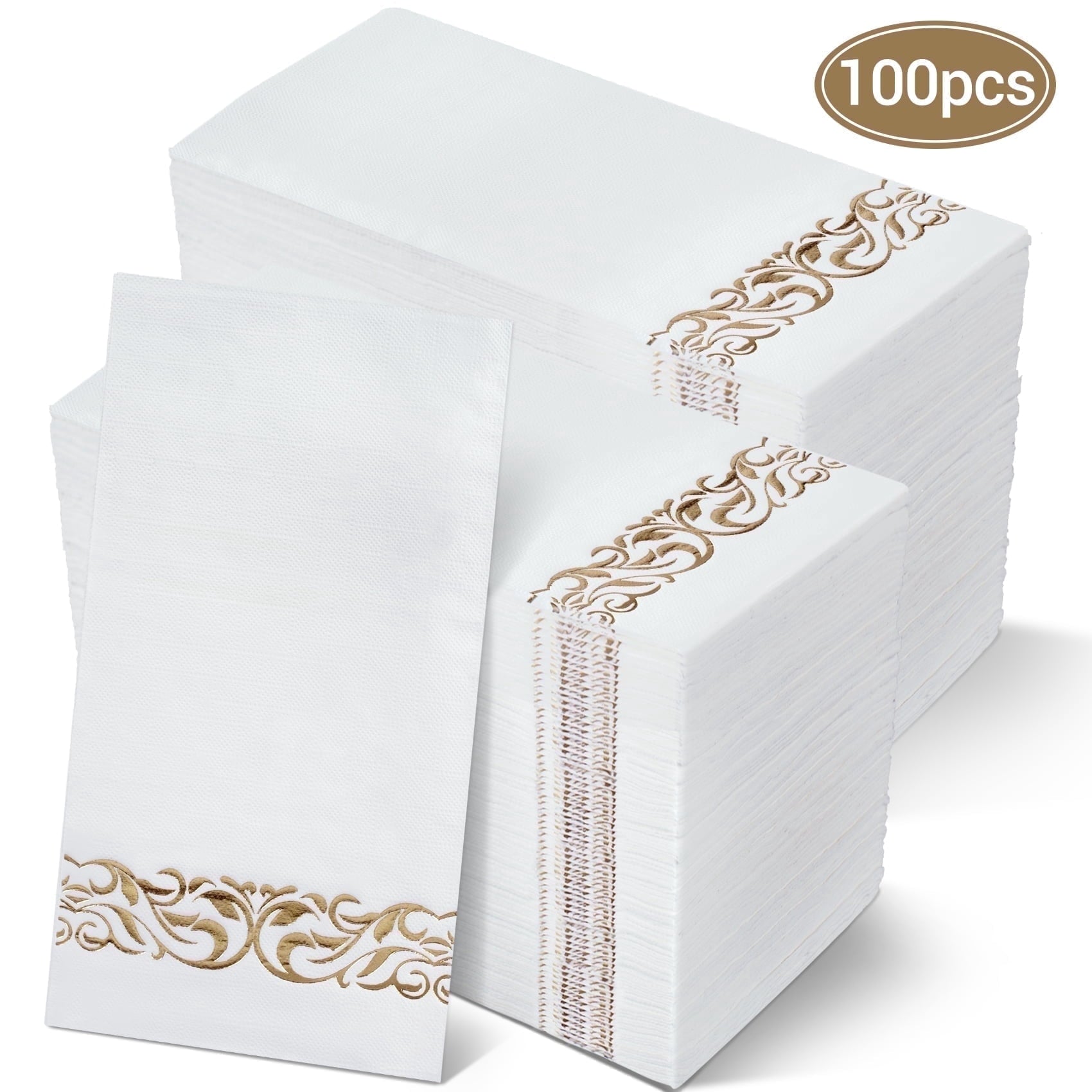 Treamon Linen Feel Paper Napkins - Guest Hand Towels Disposable Guest Towels, 100 Pcs