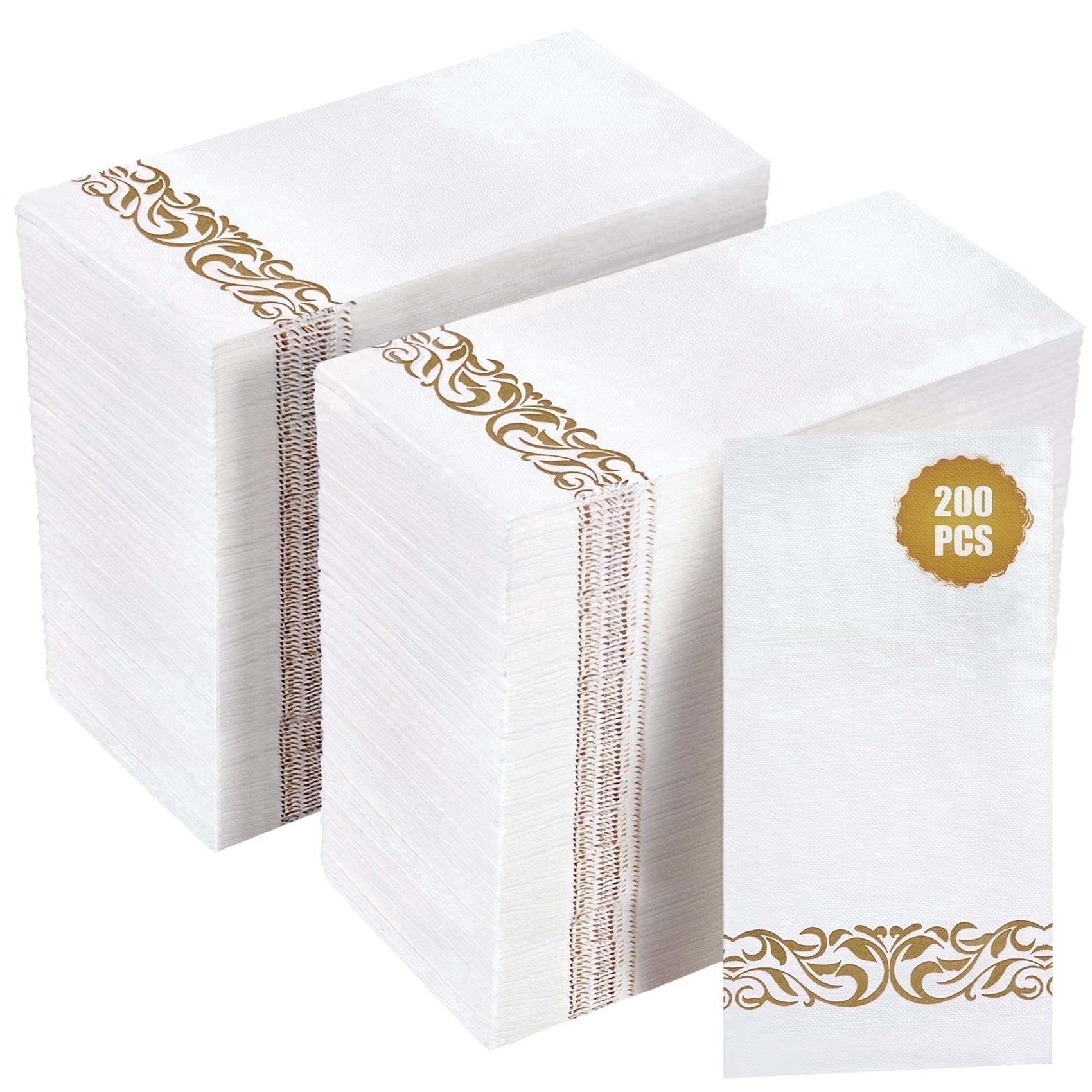Treamon Linen Feel Paper Napkins - Guest Hand Towels Disposable Guest Towels, 200 Pcs