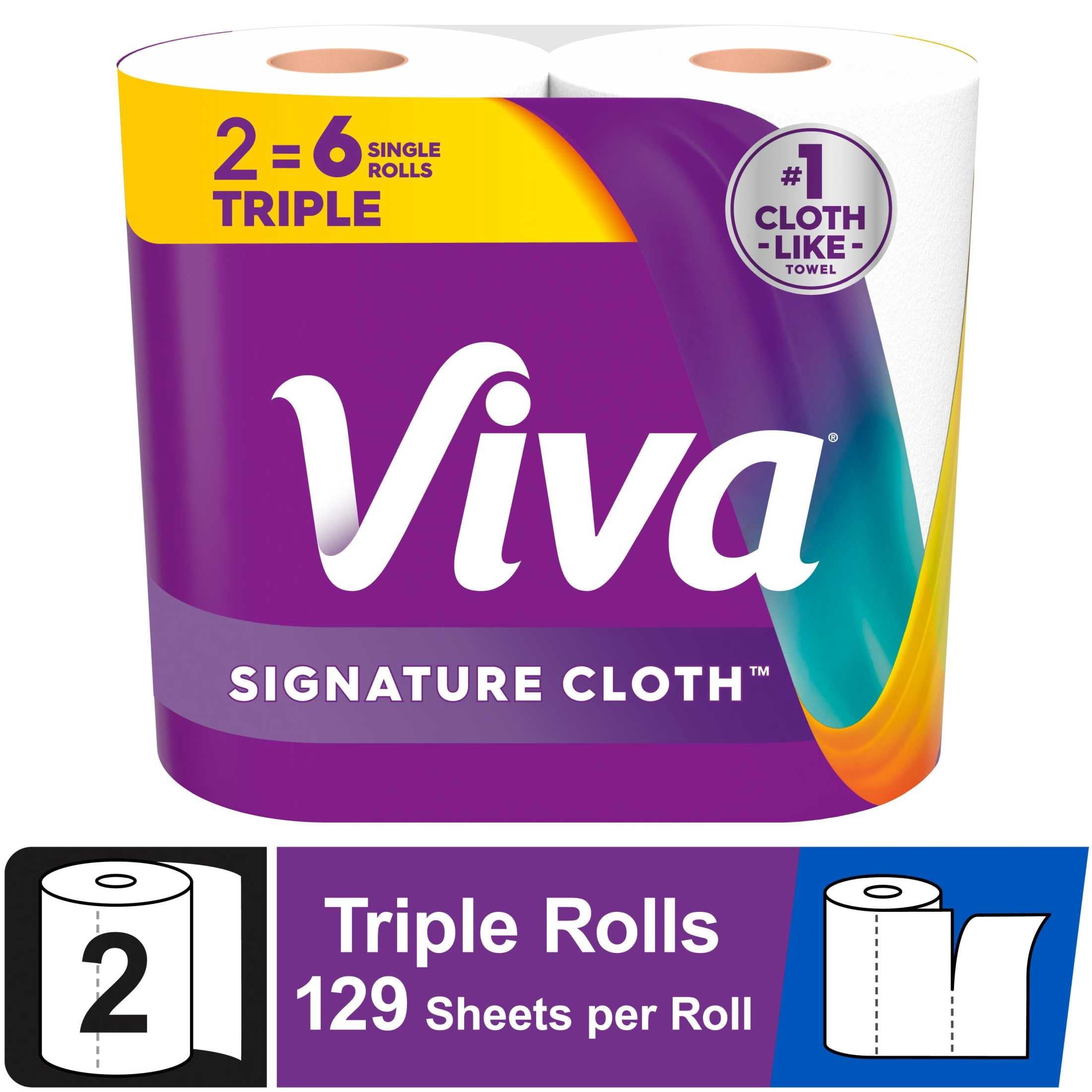 Viva Signature Cloth Paper Towels - 2 Triple Rolls, 129 Sheets per Roll