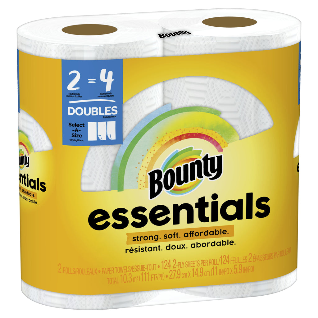 Bounty Essentials Select-a-Size Paper Towels - White, 2 Double Rolls