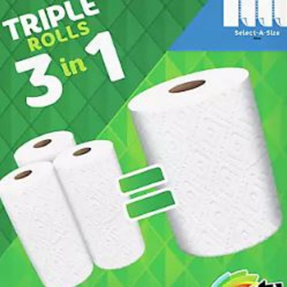 Bounty Select-A-Size Triple Rolls Paper Towels - White, 12 Count.
