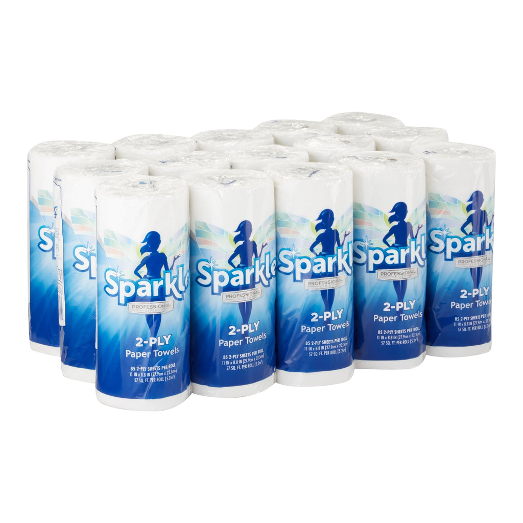 Sparkle Professional Series® 2-Ply Perforated Kitchen Paper Towel Rolls by GP PRO (Georgia-Pacific) - White, 2717714, Sheet size: 11” X 8.8” (LxW), 85 Sheets Per Roll, 15 Rolls Per Case