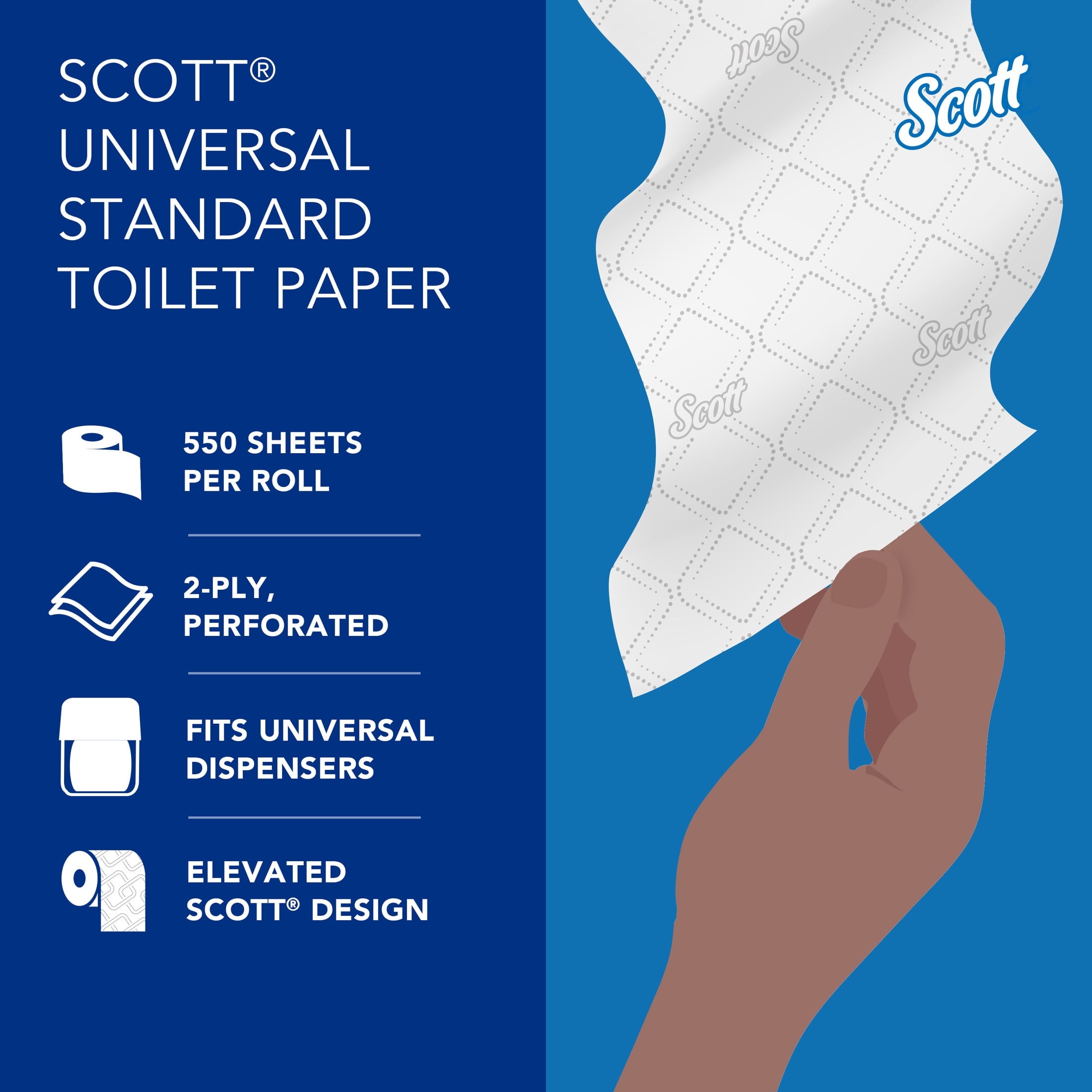 Scott Professional Standard Roll Toilet Paper - Bulk (48040), 2-Ply, Elevated Design, White, Individually Wrapped (40 Rolls of 550 Sheets, 22, 000 Sheet Total)