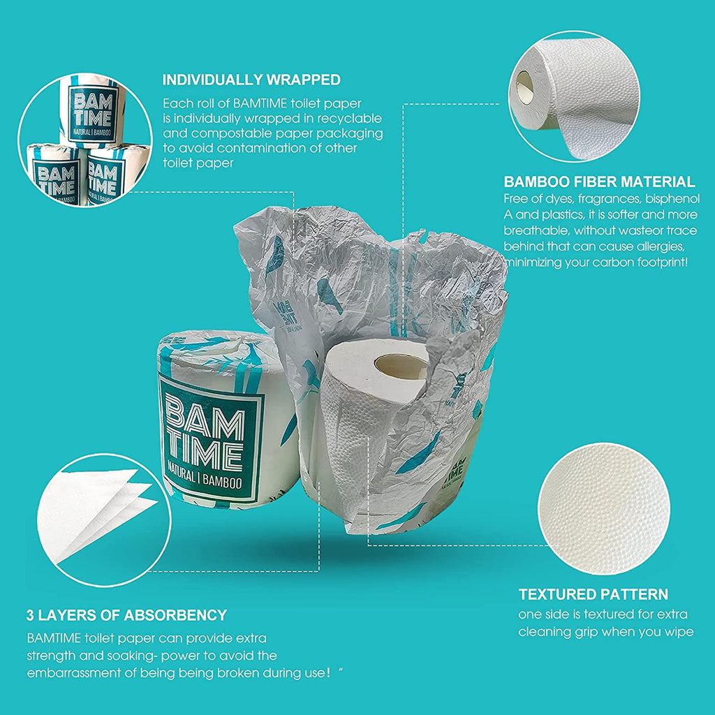 Tree-Free Bamboo Toilet Paper - 24 Rolls, 3-Ply, 300 Sheets per Roll