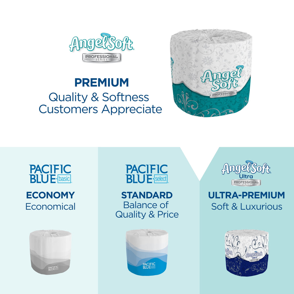 Angel Soft Professional Series by Georgia-Pacific PRO 2-Ply Embossed Toilet Paper - White, Individually Wrapped, 450 Sheets Per Roll, 20 Toilet Tissue Rolls Per Case, 16620