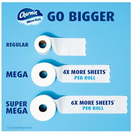 Charmin Ultra Soft Smooth Tear Toilet Paper - 12 Mega Plus Rolls